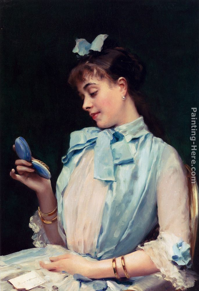 Portrait Of Aline Mason In Blue painting - Raimundo de Madrazo y Garreta Portrait Of Aline Mason In Blue art painting Portrait Of Aline Mason In Blue painting - Raimundo de Madrazo y Garreta Portrait Of Aline Mason In Blue art painting
